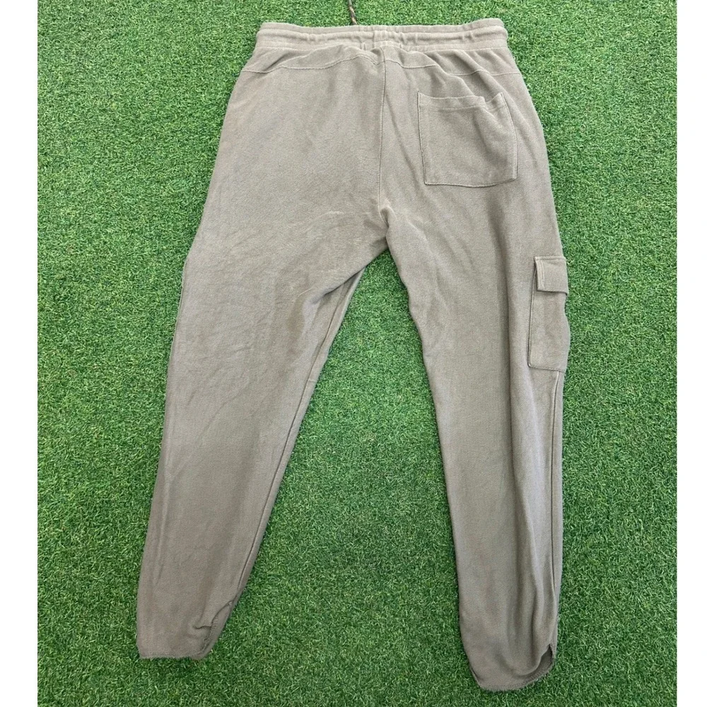Zara Man Cargo Joggers Olive Taupe Textured Drawstring Pants XL